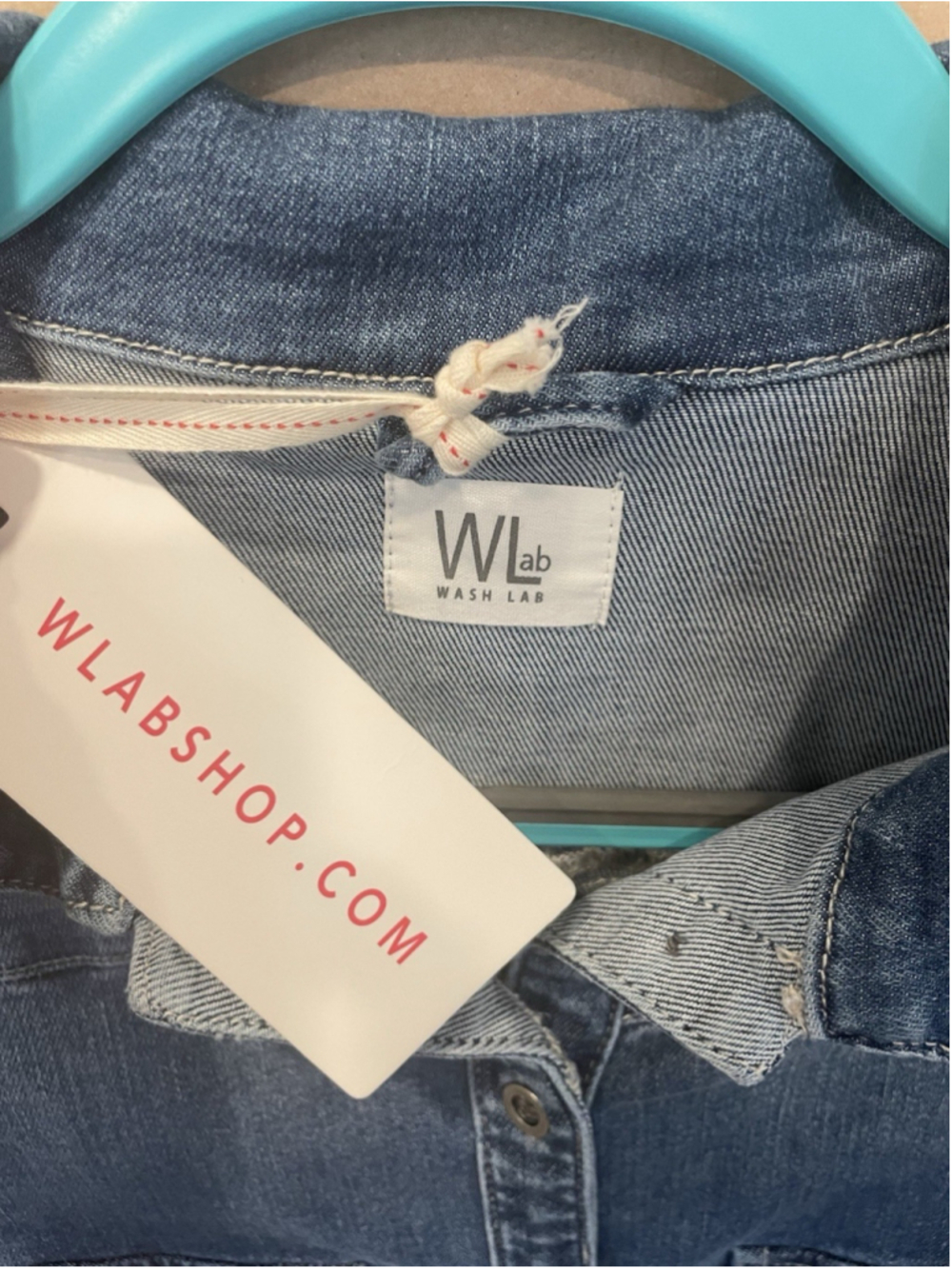 Wash Lab Women's Blue Jean Cotton Stretch Denim Midi Shirtdress Size Large - Picture 4 of 8